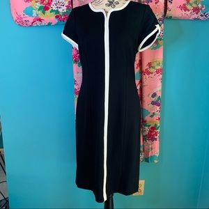 Gorgeous Talbots Petite Black W/white Piping Dress